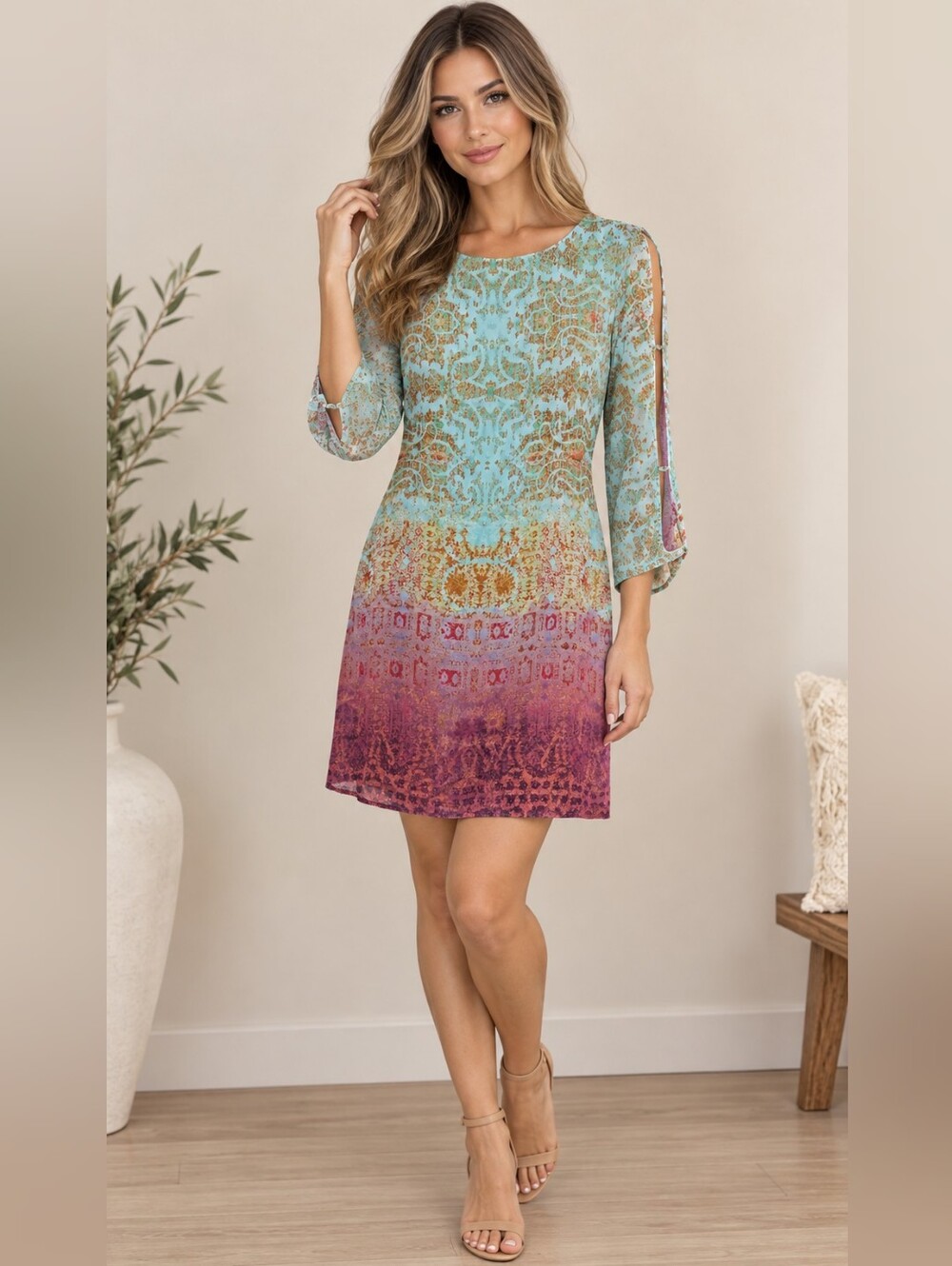 Maeve Anthropologie Colourful Silk Printed Dress